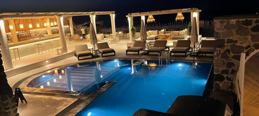pool area of irida in oia santorini